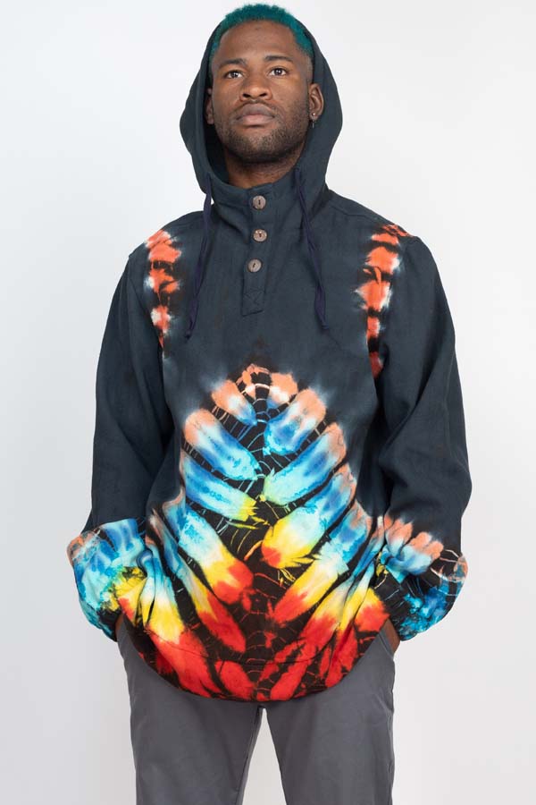 Tie Dye Baja Button Hoodie Lakhay Retail