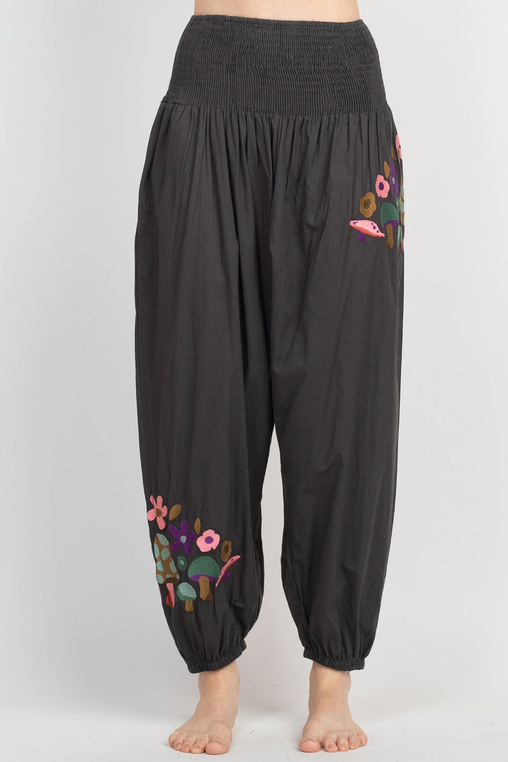 Embroidered Cotton Jersey Harem Trouser