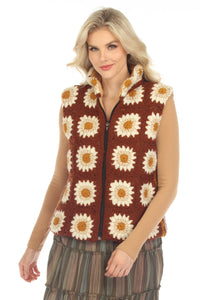 Flower Granny Square Fleece Lined Vest