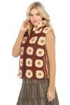 Flower Granny Square Fleece Lined Vest