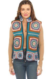 Crochet Mandala Fleece Lined Vest 