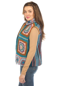 Crochet Mandala Fleece Lined Vest 