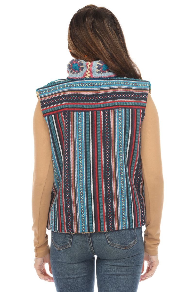 Crochet Mandala Fleece Lined Vest 