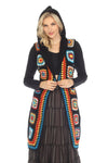 Long Hoodie Granny Square Vest