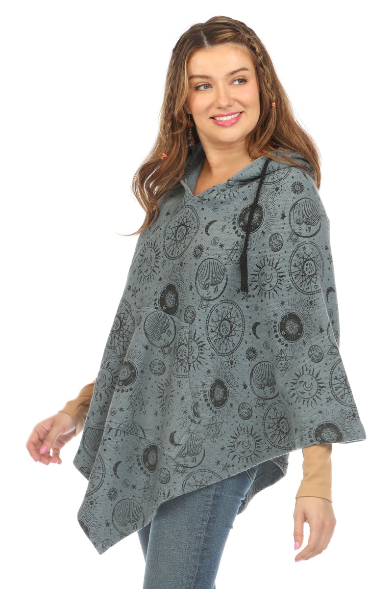 Celestial Cotton Hoddie Poncho