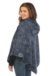 Celestial Cotton Hoddie Poncho