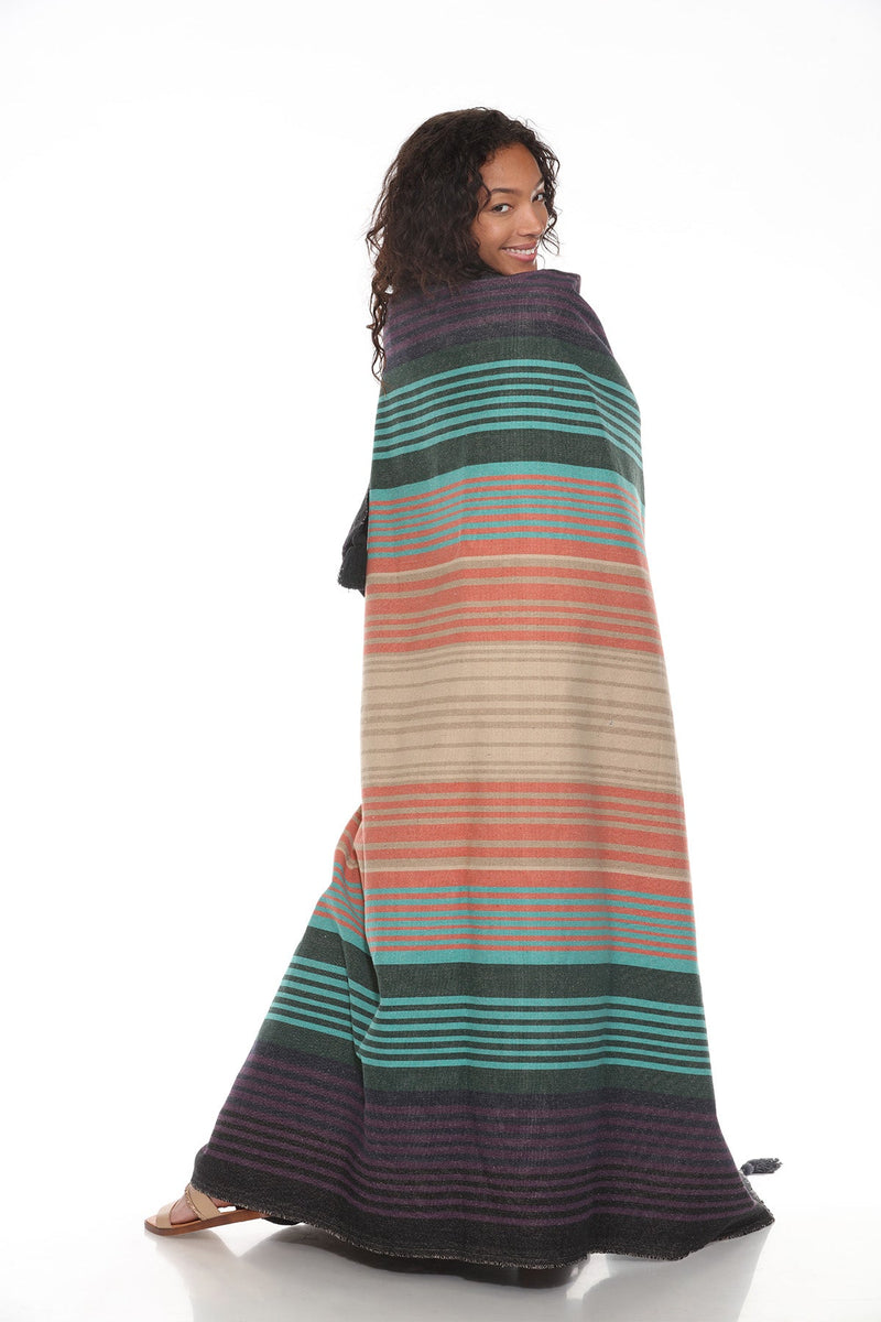 Sediment Striped Cotton Blanket