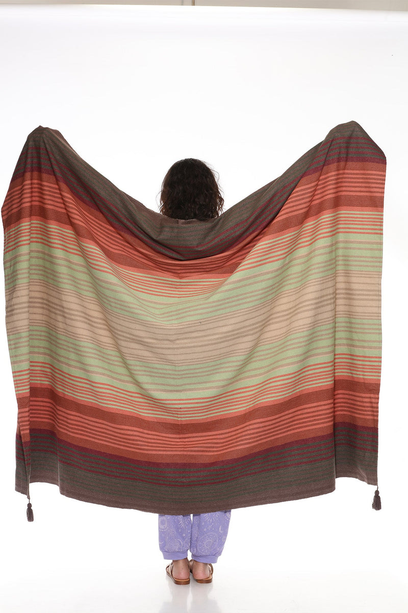 Sediment Striped Cotton Blanket