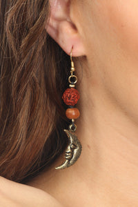 Man in D Moon Beaded Dangle Earrings