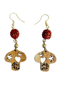 Carved Mushroom Dangle Earrings