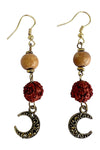 Crescent Moon Beaded Dangle Earrings