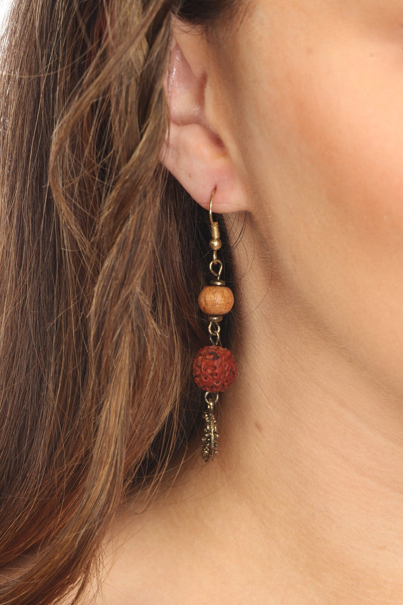 Crescent Moon Beaded Dangle Earrings