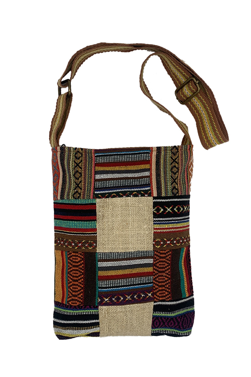 Hemp Patchwork Travel Crossbody Bag