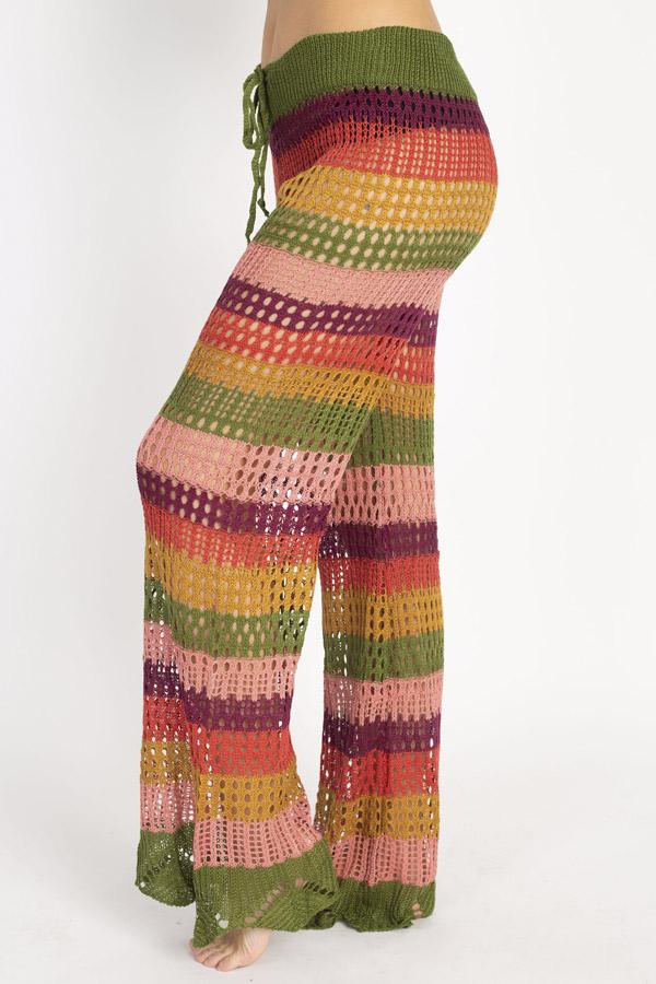 Crocheted Stripe Beach Flare Pants Lakhay-Retail –