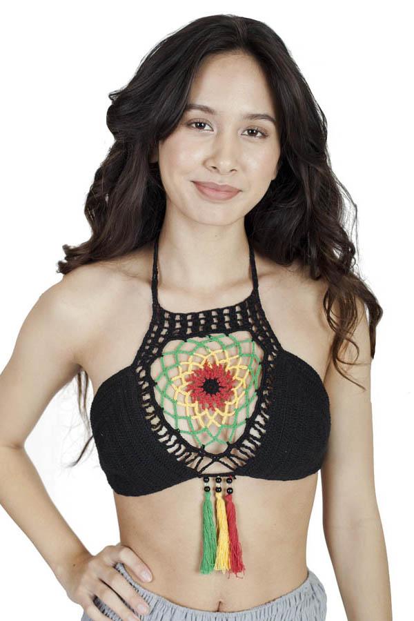 Rasta Dreams Crochet Bikini Top-Rasta-One Size